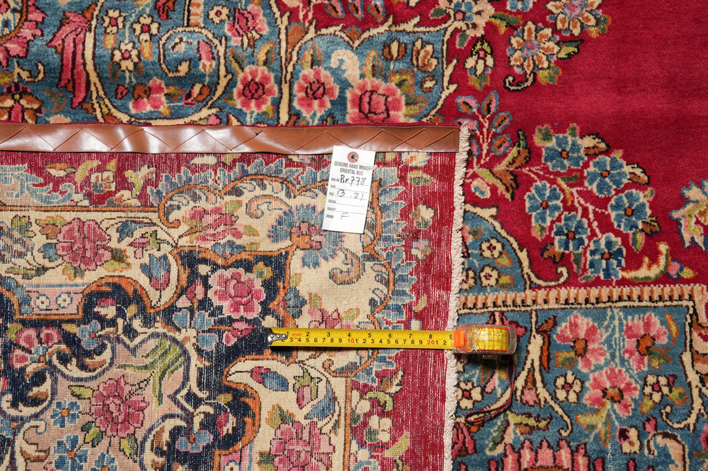 13 x 21 Semi- Antique Persian Kerman Rug Open Red Field #PIX-778