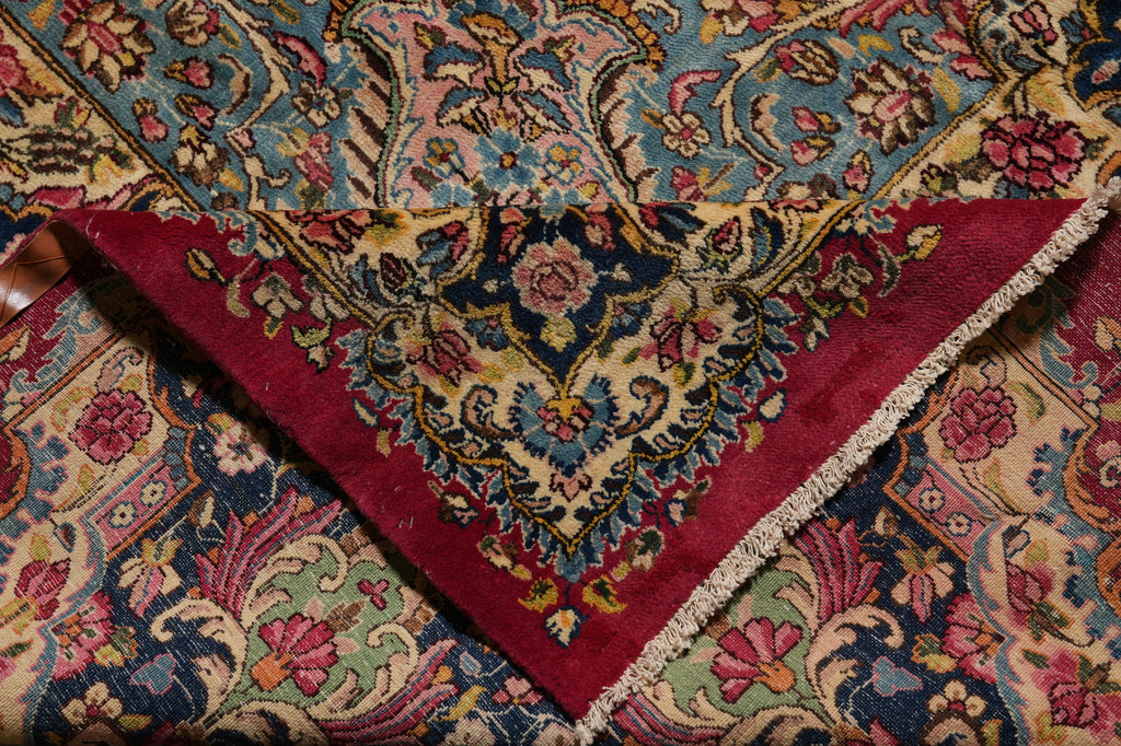 13 x 21 Semi- Antique Persian Kerman Rug Open Red Field #PIX-778