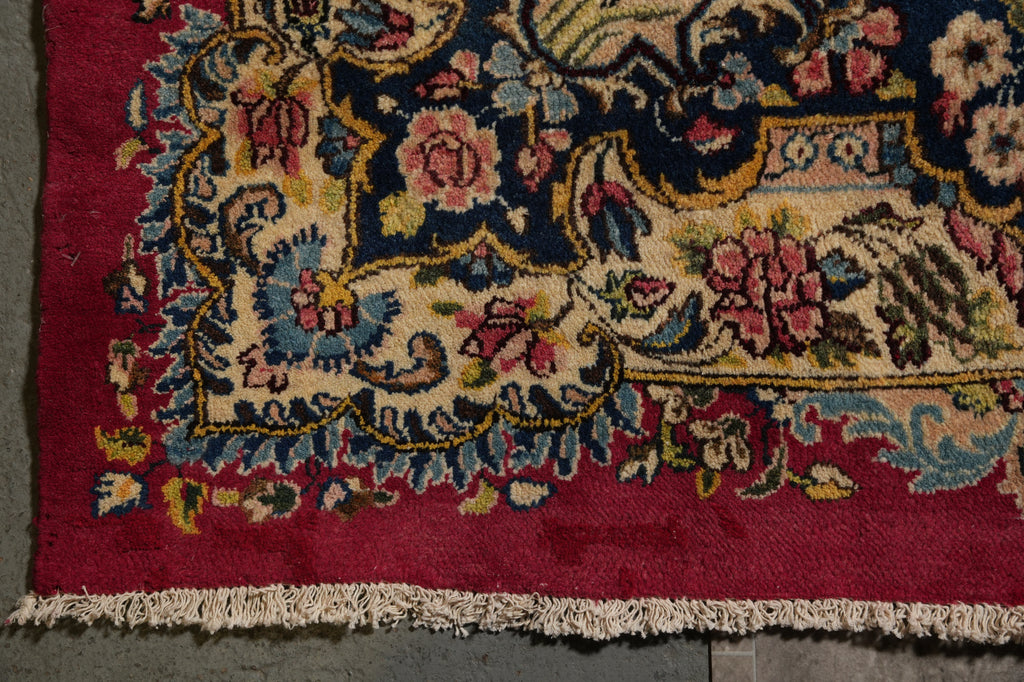 13 x 21 Semi- Antique Persian Kerman Rug Open Red Field #PIX-778