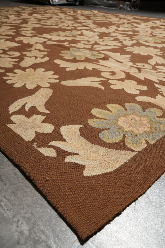 9.3 x 12.5 Flat Weave Handmade French Rug Transitional Modern #PIX-14091
