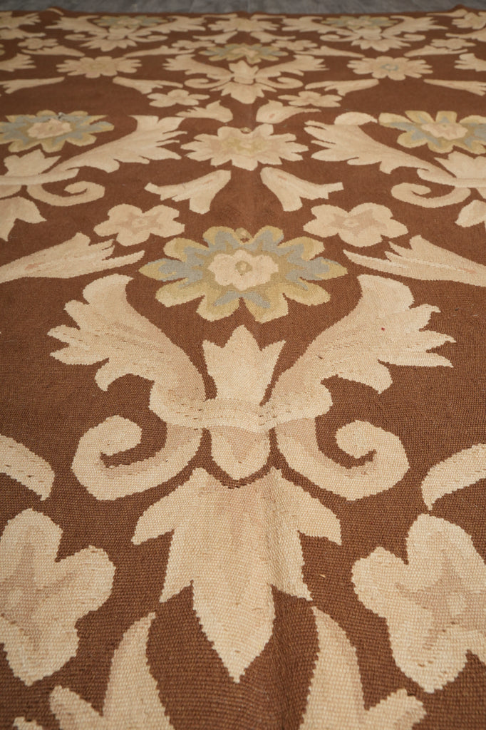 9.3 x 12.5 Flat Weave Handmade French Rug Transitional Modern #PIX-14091