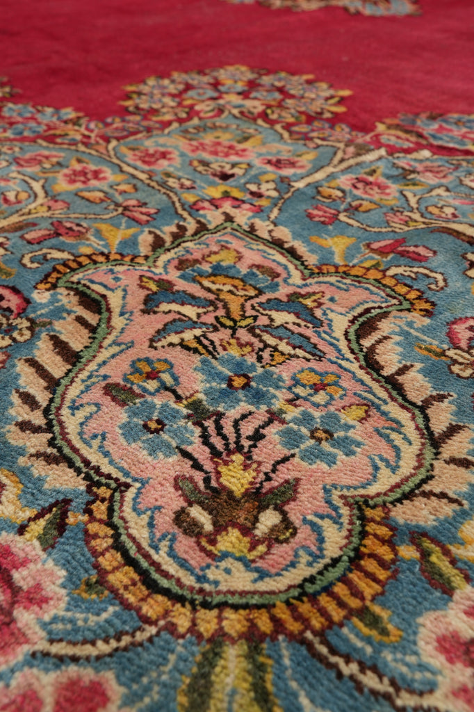 13 x 21 Semi- Antique Persian Kerman Rug Open Red Field #PIX-778