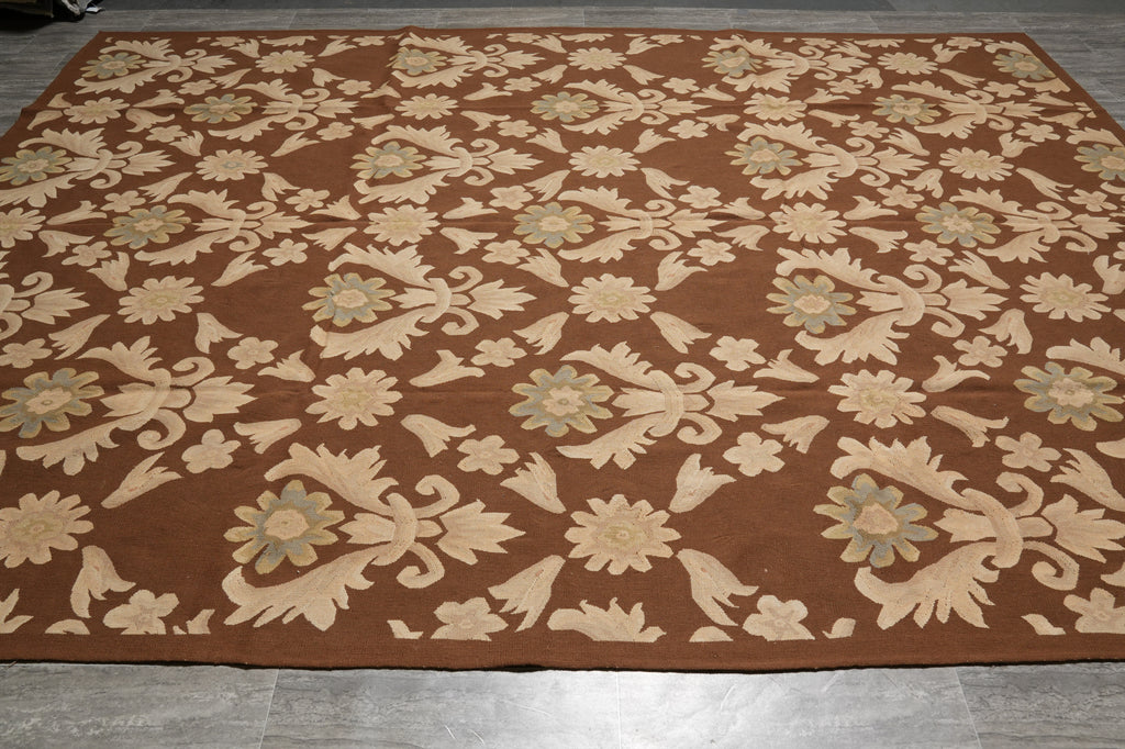 9.3 x 12.5 Flat Weave Handmade French Rug Transitional Modern #PIX-14091