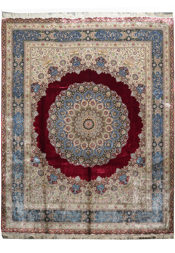 8 x 10 Hand-Knotted Bamboo Silk Elegant Fancy Carpet