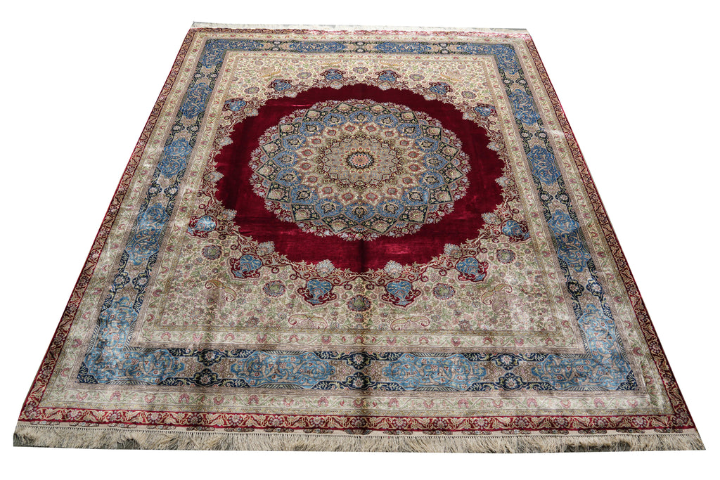 8 x 10 Hand-Knotted Bamboo Silk Elegant Fancy Carpet