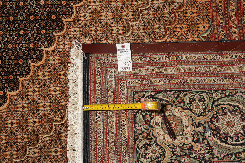 13.2 x 19.4 High end Quality Persian Tabriz Mahi Rug 400 KPSI Black #B-78934