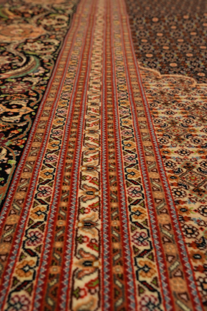13.2 x 19.4 High end Quality Persian Tabriz Mahi Rug 400 KPSI Black #B-78934
