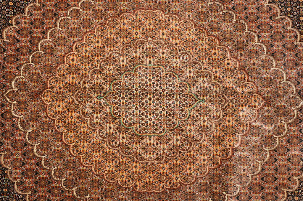 13.2 x 19.4 High end Quality Persian Tabriz Mahi Rug 400 KPSI Black #B-78934