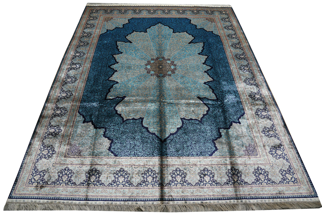 9 x 12 Hand-Knotted Bamboo Silk Exotic Carpet Rug