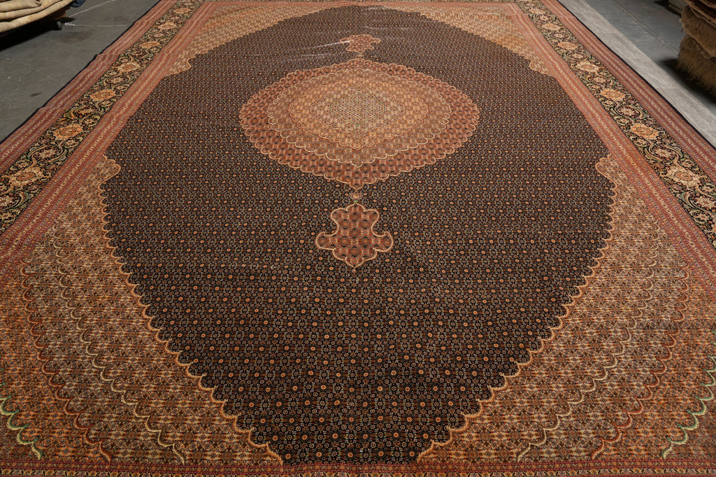 13.2 x 19.4 High end Quality Persian Tabriz Mahi Rug 400 KPSI Black #B-78934