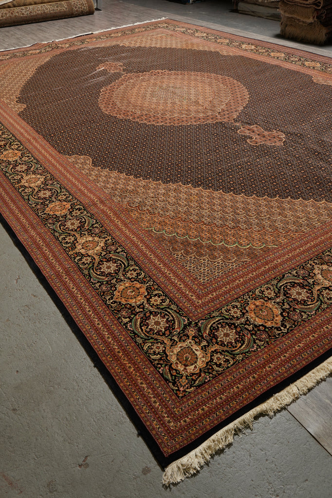 13.2 x 19.4 High end Quality Persian Tabriz Mahi Rug 400 KPSI Black #B-78934