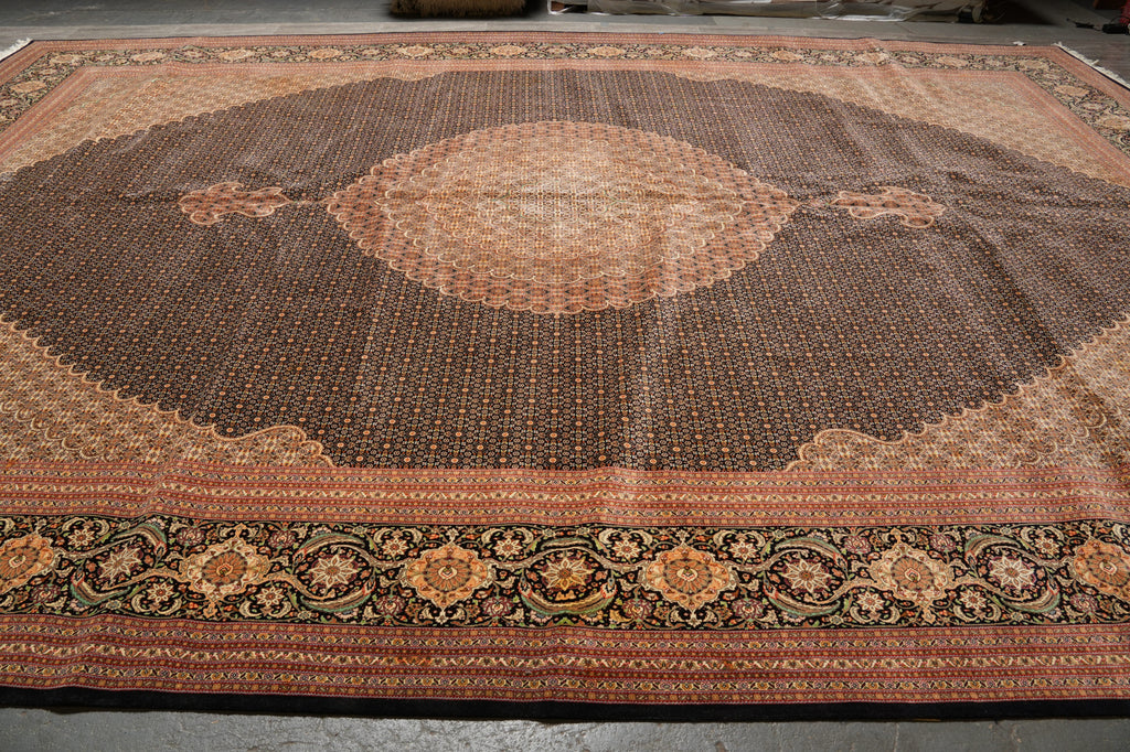 13.2 x 19.4 High end Quality Persian Tabriz Mahi Rug 400 KPSI Black #B-78934