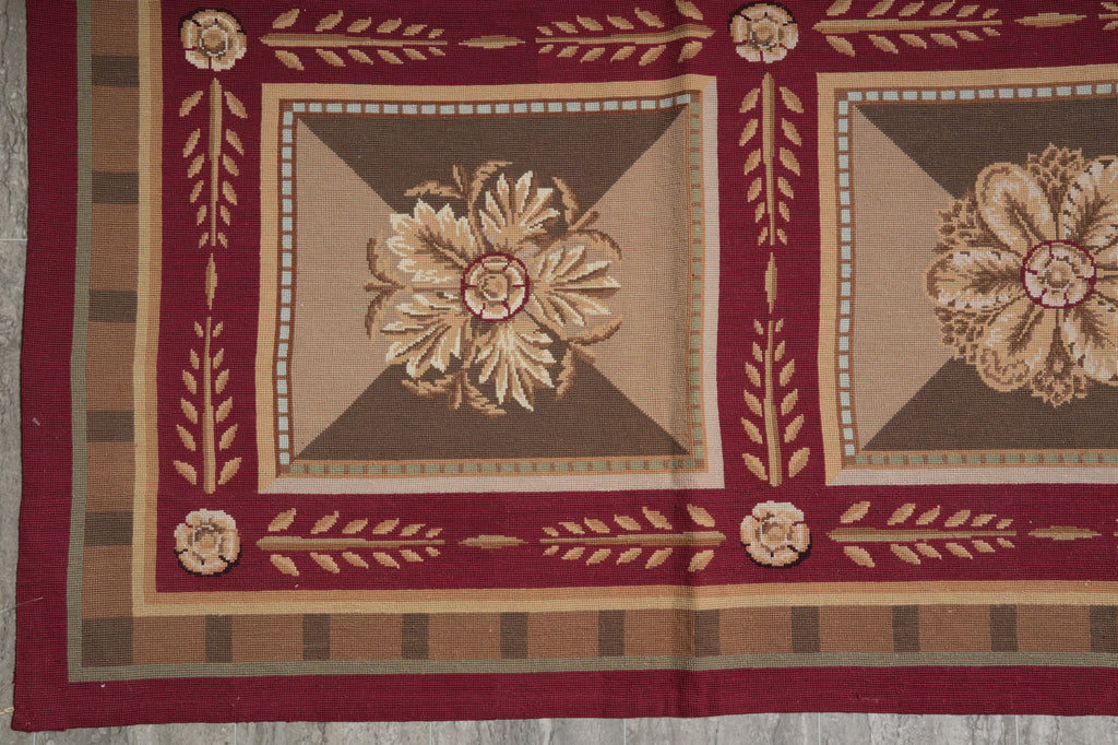 9 x 11.8 Needle Point Rug Roman Mosaic #PIX-12054