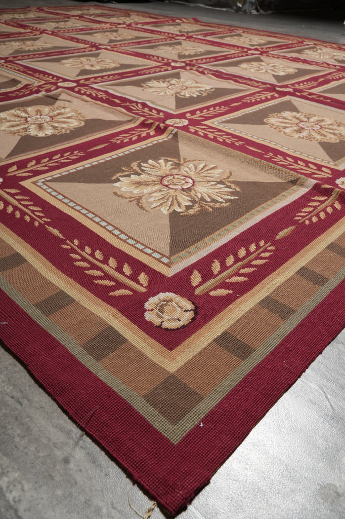 9 x 11.8 Needle Point Rug Roman Mosaic #PIX-12054