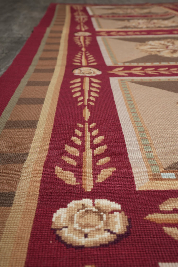 9 x 11.8 Needle Point Rug Roman Mosaic #PIX-12054