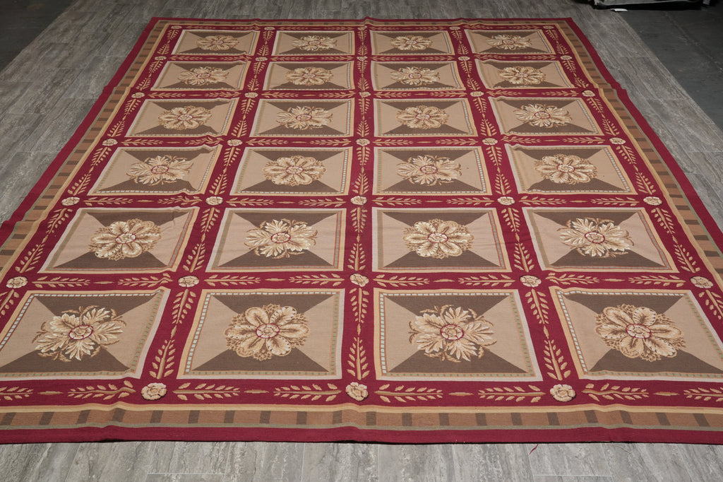 9 x 11.8 Needle Point Rug Roman Mosaic #PIX-12054