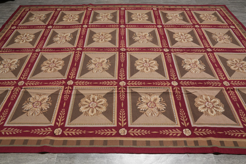 9 x 11.8 Needle Point Rug Roman Mosaic #PIX-12054