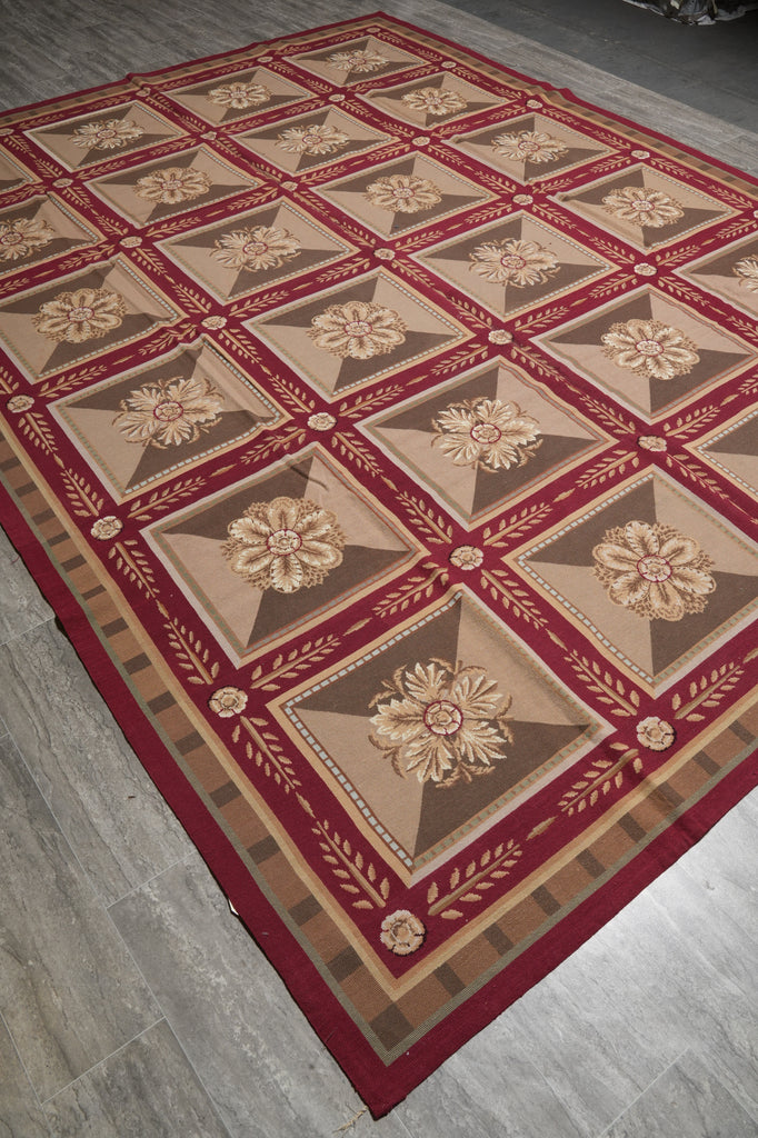 9 x 11.8 Needle Point Rug Roman Mosaic #PIX-12054