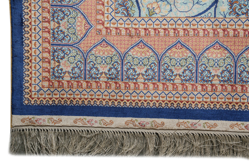 6 x 9 Silk Rug Turquoise Dom #PIX-59281