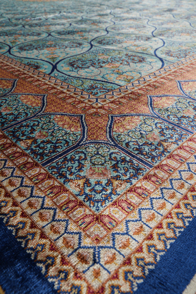 6 x 9 Silk Rug Turquoise Dom #PIX-59281