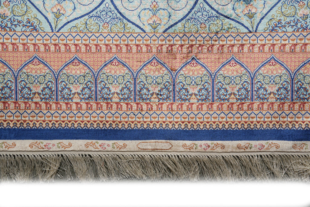 6 x 9 Silk Rug Turquoise Dom #PIX-59281