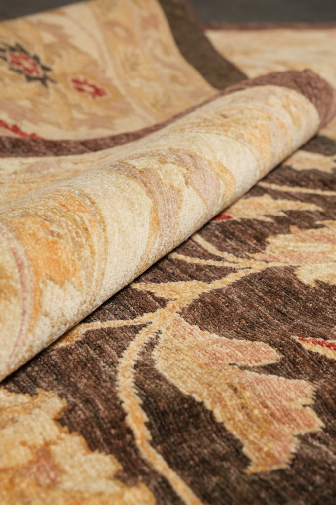 12 x 14.6 Natural Brown Wool Ghazni Chobi Peshawar Rug #PIX-9897