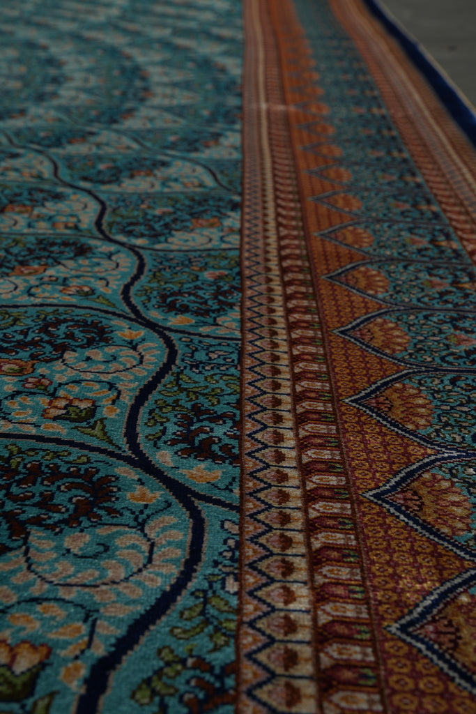 6 x 9 Silk Rug Turquoise Dom #PIX-59281