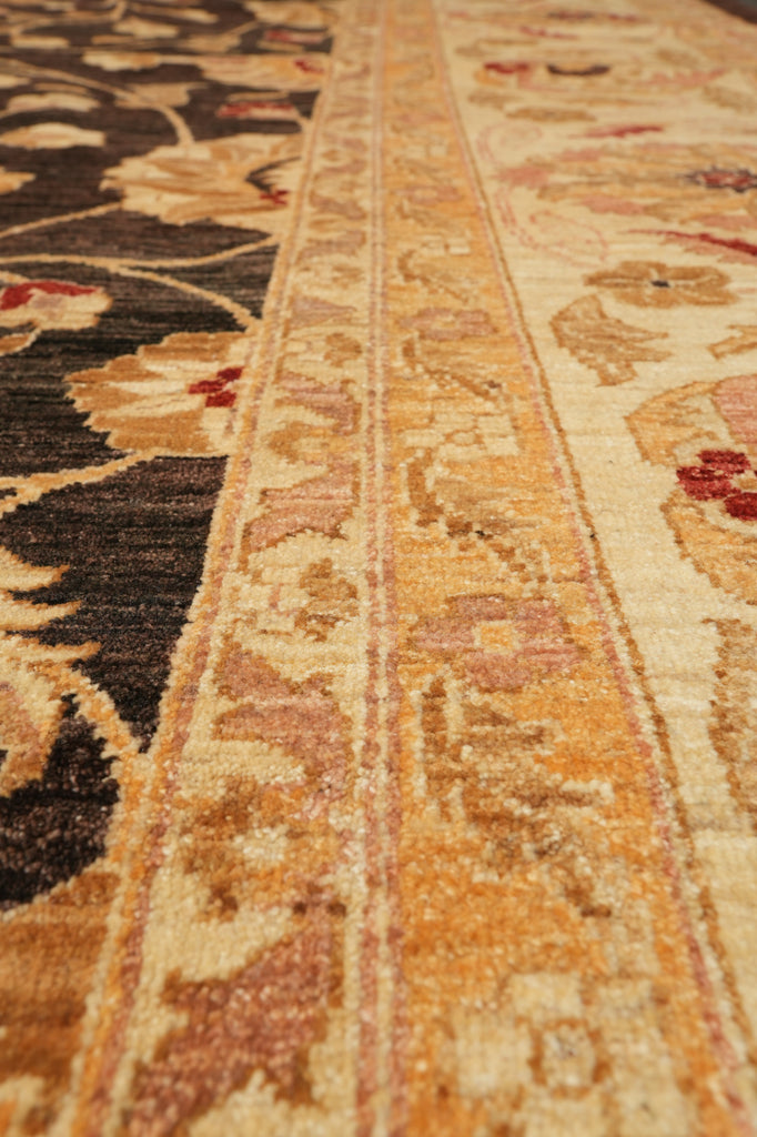12 x 14.6 Natural Brown Wool Ghazni Chobi Peshawar Rug #PIX-9897