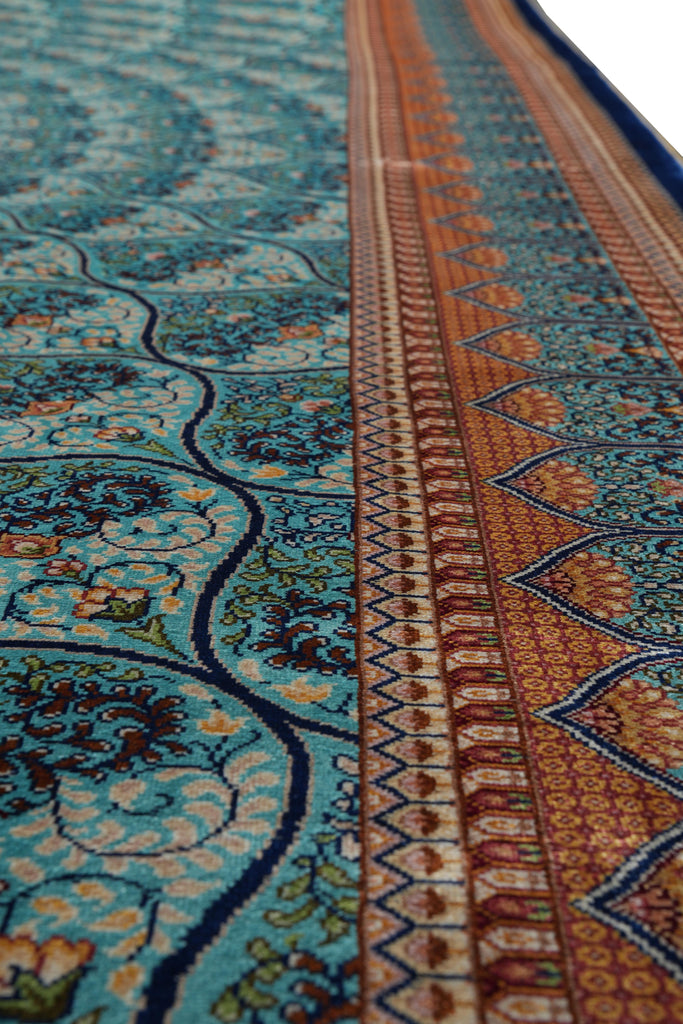 6 x 9 Silk Rug Turquoise Dom #PIX-59281