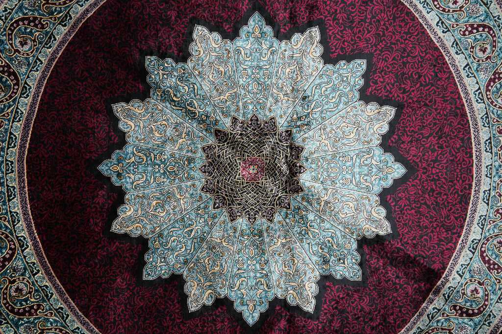 5 x 5 Feet Round Silk Rug #PIX-59494
