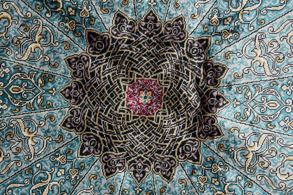 5 x 5 Feet Round Silk Rug #PIX-59494