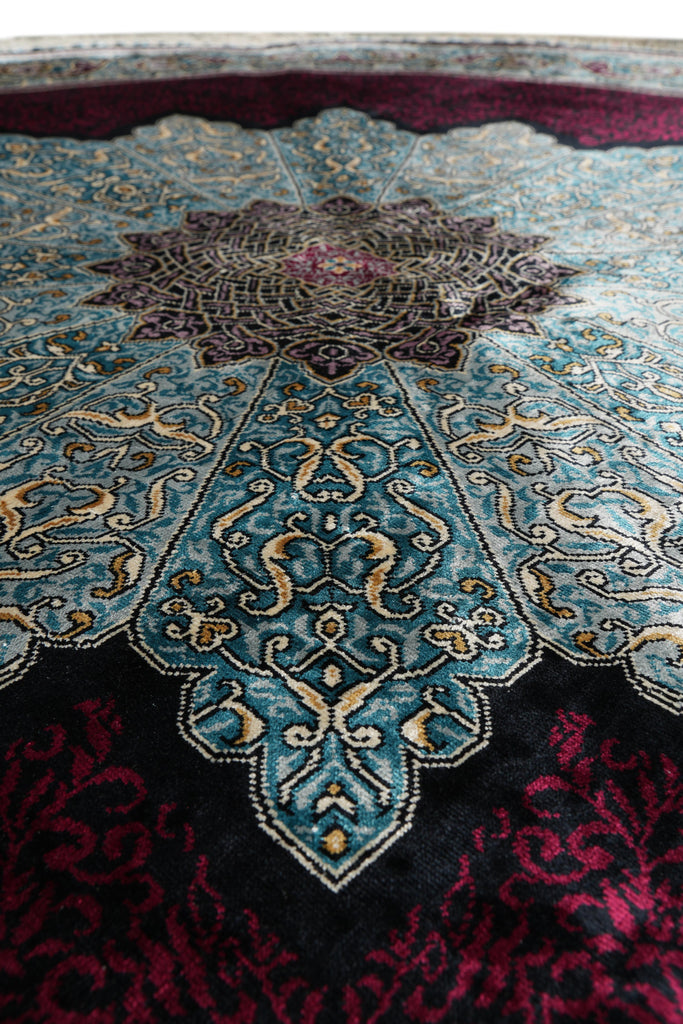 5 x 5 Feet Round Silk Rug #PIX-59494