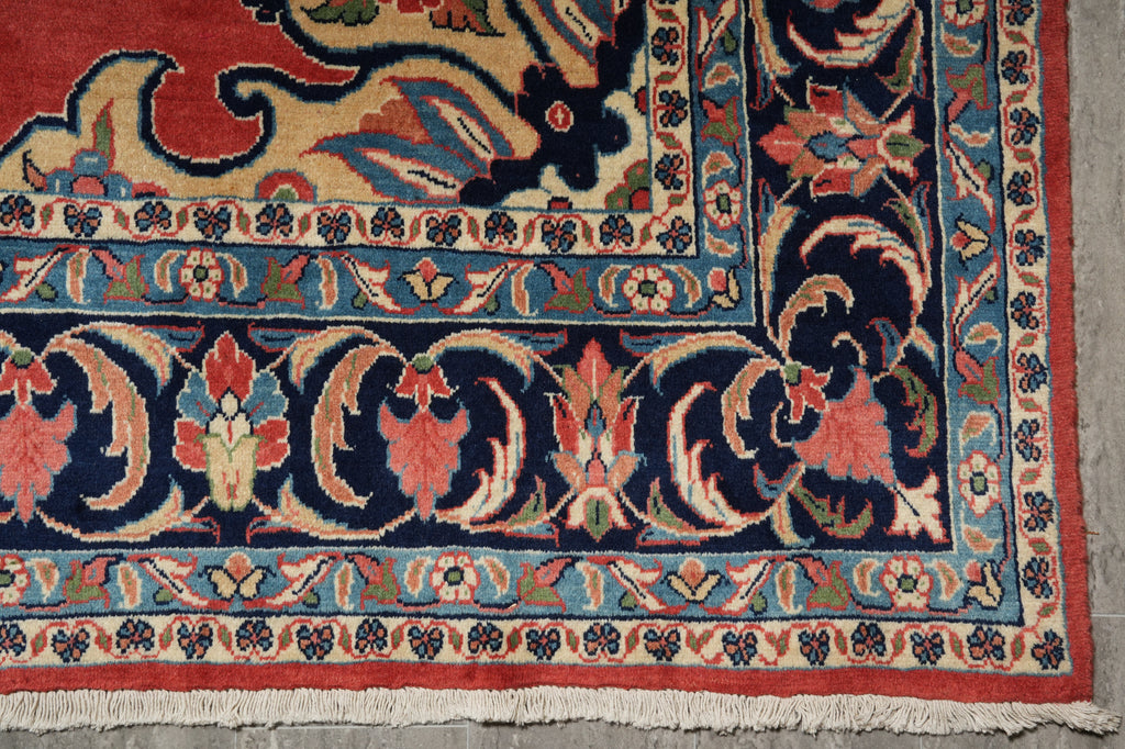 7 x 10.5 Coral Red Fine Wool Persian Sarouk Rug - view 13