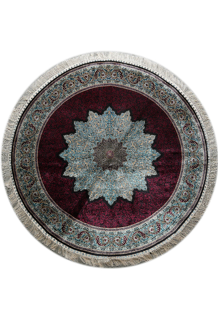 5 x 5 Feet Round Silk Rug #PIX-59494