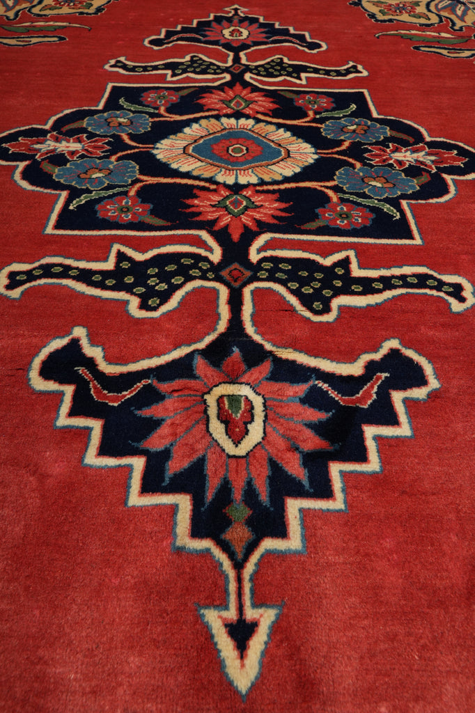7 x 10.5 Coral Red Fine Wool Persian Sarouk Rug - view 9