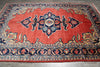 Load image into Gallery viewer, 7 x 10.5 Coral Red Fine Wool Persian Sarouk Rug - view 4