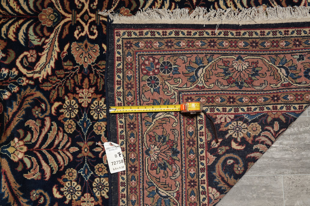 6.9 x 10 Dark Blue Fine Wool Persian Sarouk Lilihan Rug - view 16