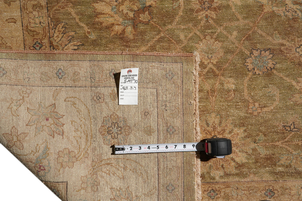 9 x 11.7 Warm Neutral Chobi Peshawar Zigler Rug Natural Wool #F-4170
