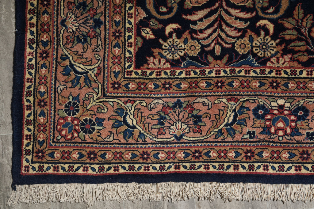 6.9 x 10 Dark Blue Fine Wool Persian Sarouk Lilihan Rug - view 14