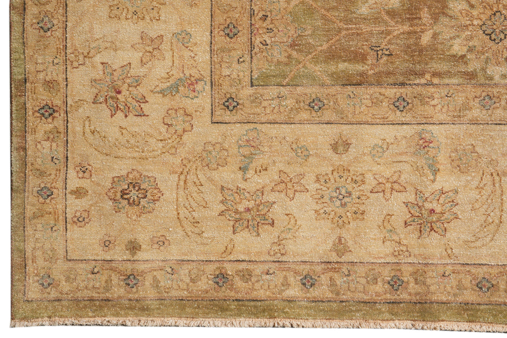 9 x 11.7 Warm Neutral Chobi Peshawar Zigler Rug Natural Wool #F-4170
