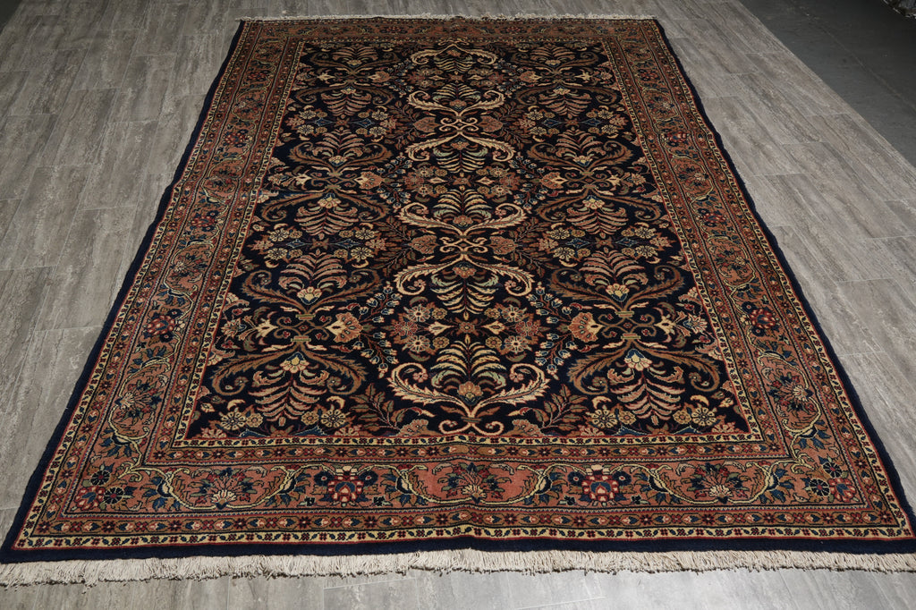 6.9 x 10 Dark Blue Fine Wool Persian Sarouk Lilihan Rug - view 3