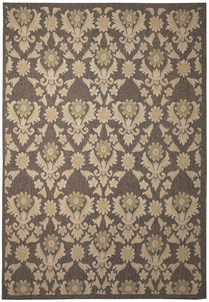 9 x 12.9 Flat Weave Khaki BRrown Handmade Kilim Rug French Contemporary Transitional #PIX-14611