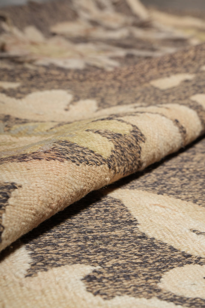 9 x 12.9 Flat Weave Khaki BRrown Handmade Kilim Rug French Contemporary Transitional #PIX-14611