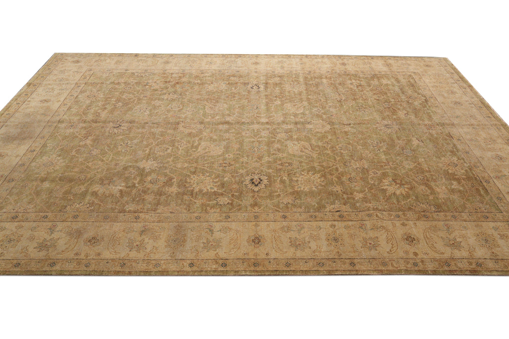9 x 11.7 Warm Neutral Chobi Peshawar Zigler Rug Natural Wool #F-4170