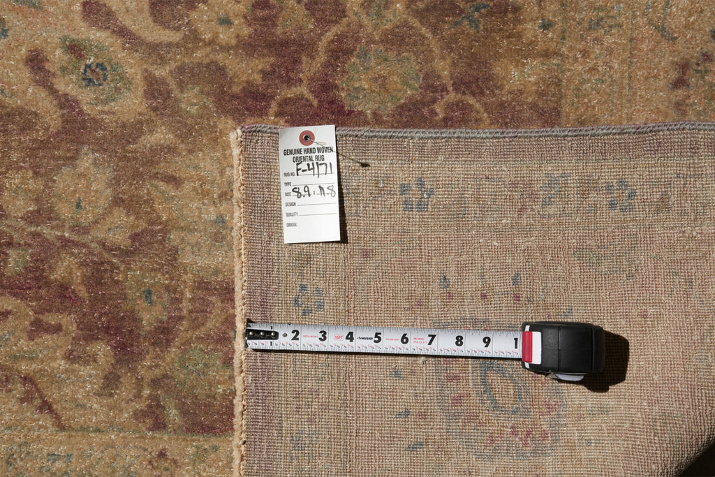 8.9 x 11.8 Rustic Brown Chobi Peshawar rug Antique Look #F-4171