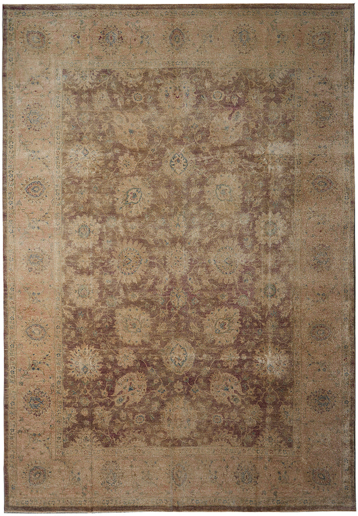 8.9 x 11.8 Rustic Brown Chobi Peshawar rug Antique Look #F-4171