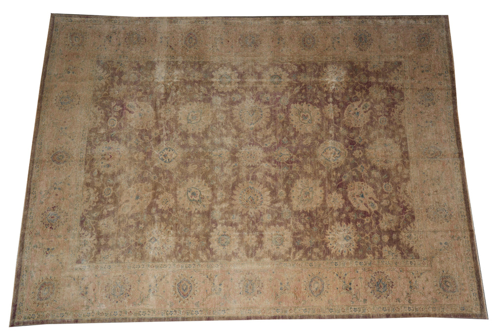 8.9 x 11.8 Rustic Brown Chobi Peshawar rug Antique Look #F-4171