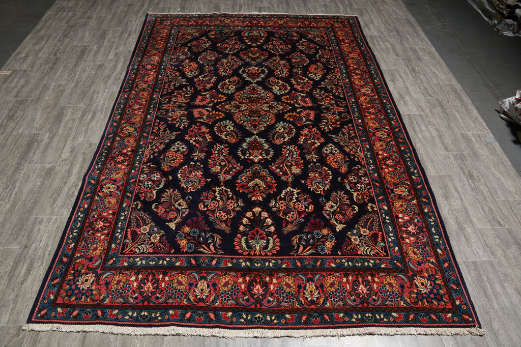 6.8 x 10.6 Navy Blue Fine Persian Sarouk Rug - view 3