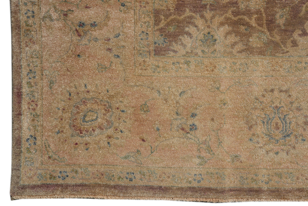 8.9 x 11.8 Rustic Brown Chobi Peshawar rug Antique Look #F-4171