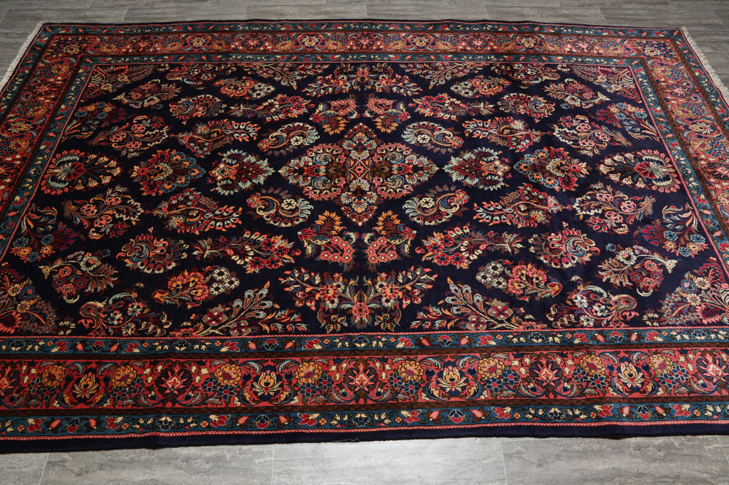 6.8 x 10.6 Navy Blue Fine Persian Sarouk Rug - view 4